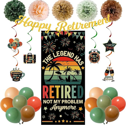 Retirement Decorations for Men Women Colorful Vintage