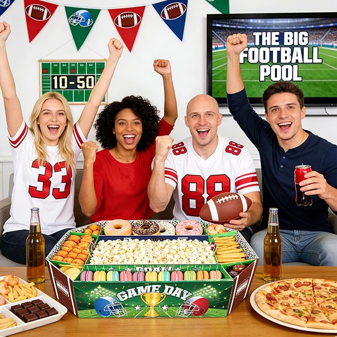 Football Party Supplies Kit Large Snack Stadium Football Plates