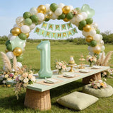 1st Birthday Decorations, 40 Inch Sage Green Number 1 Balloon, 18