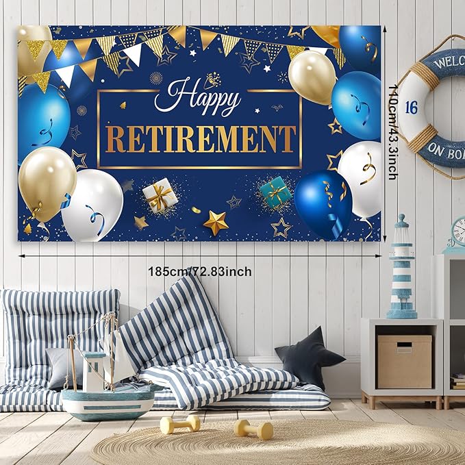 Retirement Party Decorations Include Navy Blue Confetti Balloons Set