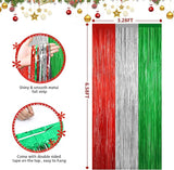 2 Pack Christmas Metallic Tinsel Foil Fringe Curtains, Door Streamers
