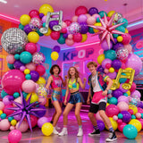 KPOP Music Theme Balloon Garland Arch Kit, 119Pcs Rainbow Colorful