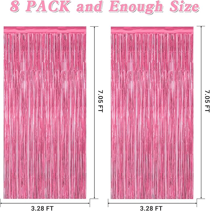 8 Pack Pink Backdrop, 3.28 FT x 7.05 FT Pink Birthday Decorations,