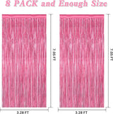 8 Pack Pink Backdrop, 3.28 FT x 7.05 FT Pink Birthday Decorations,