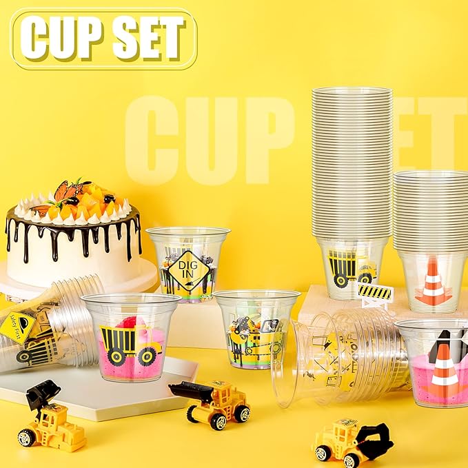 WILLBOND 120 Pcs Construction Party Cups Construction Party Favors