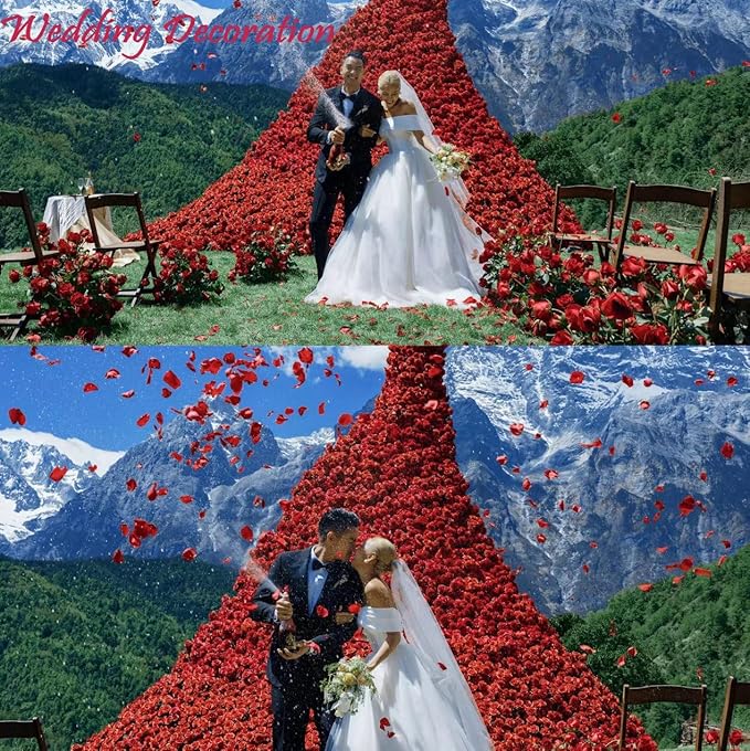 CODE FLORIST 2200 PCS Dark-Red Silk Rose Petals for Romantic