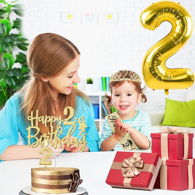 2nd Birthday Decorations for Baby Girls Including Sash and Crown