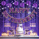 Retirement Party Decorations Kit for Women - 16-Piece Elegant Purple