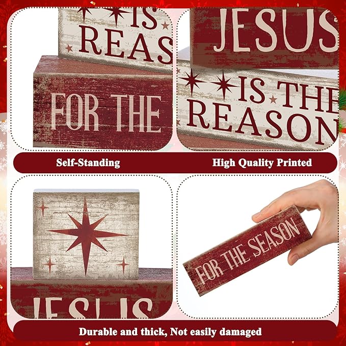 4 Pcs Christmas Table Decoration Jesus Decor Christmas Tiered Tray
