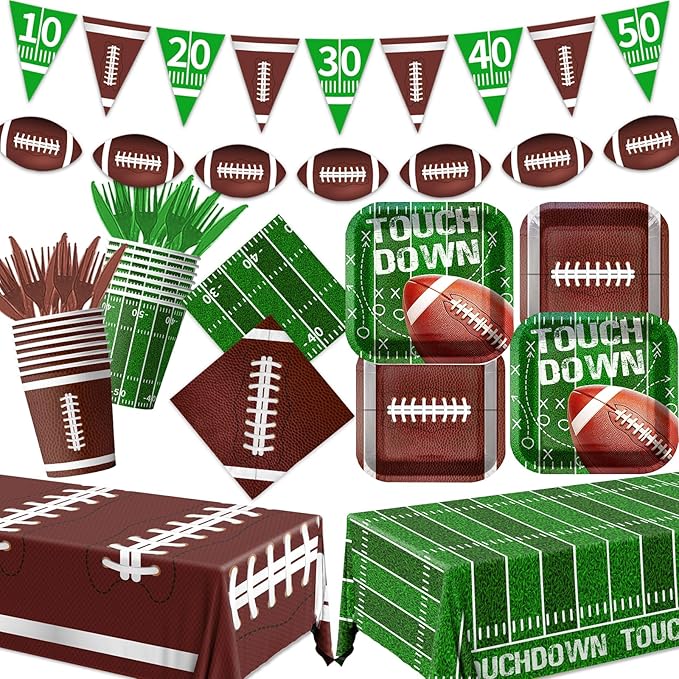 178Pcs Football Party Supplies Includes Dinner Plates Dessert Plates