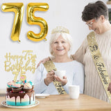 75th Birthday Decorations Women's Sash & Tiara Cake Toppers Number