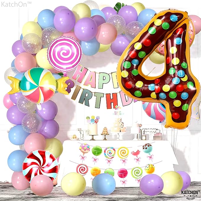 KatchOn, Giant Number 4 Balloon - 40 Inch, Donut | Birthday