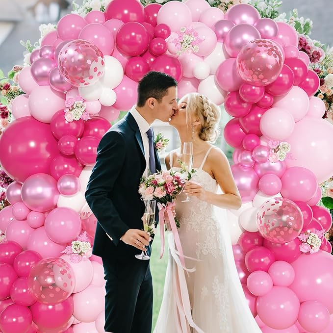 Ouddy Life 157 Pcs Pink Balloons Arch Garland Kit, Hot Metallic Light