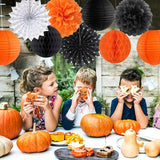 Black Orange White Halloween Party Decorations 14pc Kit Paper