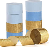 Light-Dusty Blue Gold Party-Decorations Streamers - 9 Rolls Birthday