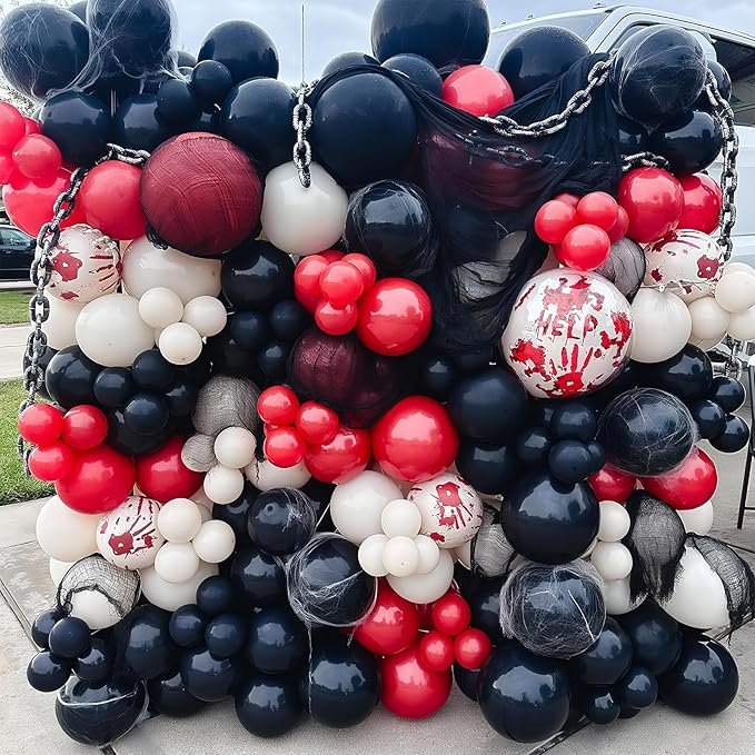 Halloween Balloon Arch Kit Bloody Balloons Garland Black and Red