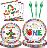 96Pcs Caterpillar 1st Birthday Party Plates and Napkins Hungry