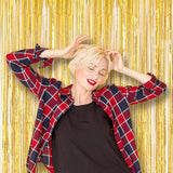 Voircoloria 3 Pack 3.3 x 8.2 ft Laser Gold Foil Fringe Backdrop