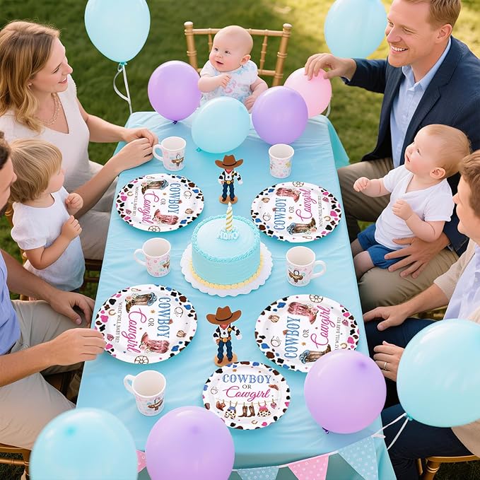 96Pcs Western Gender Reveal Decorations Cowboy or Cowgirl Gender