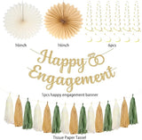 Engagement Party Decorations Green and Gold Glitter Happy Engagement