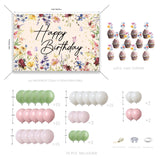 Wildflower Birthday Decorations for Women Girls, Sage Green Dusty Pink