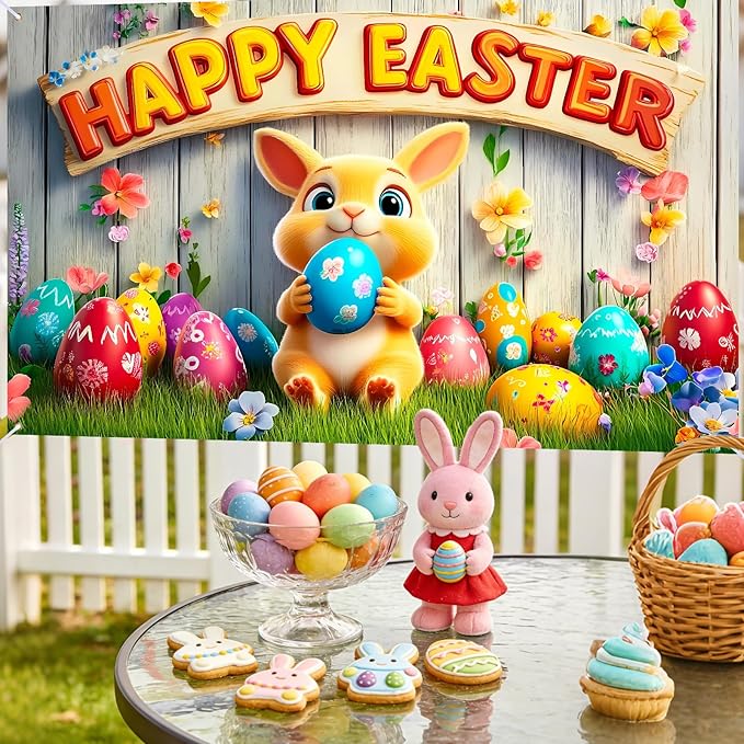 Easter Banner Polyester 43x70.86 Inches Banner Easter for