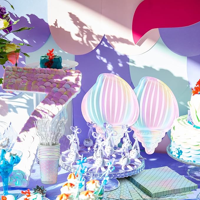 144 Pcs Mermaid Party Supplies Tableware Mermaids Themed Decorations