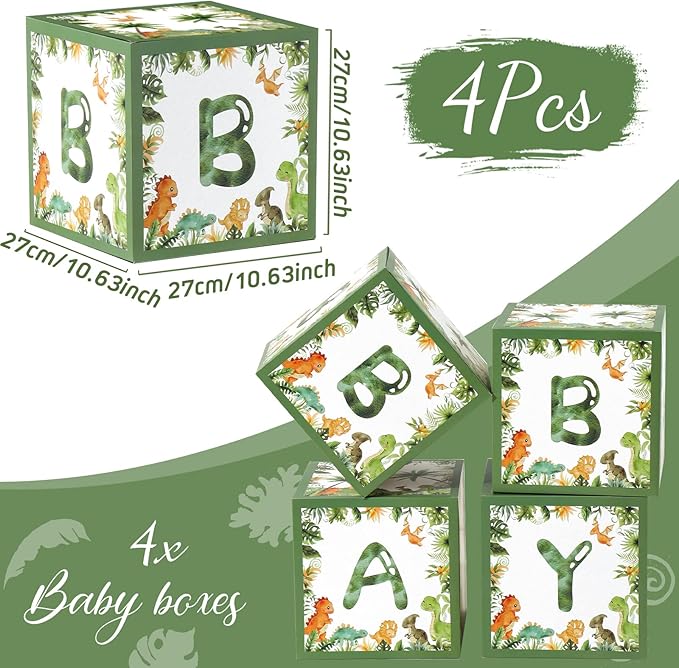 Dinosaur Baby Shower Decorations Box Green Jungle Dinosaur Baby