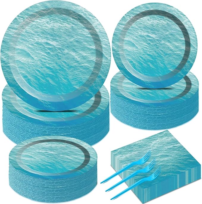 200 PCS Ocean Themed Paper Plates and Napkins Under the Sea Party