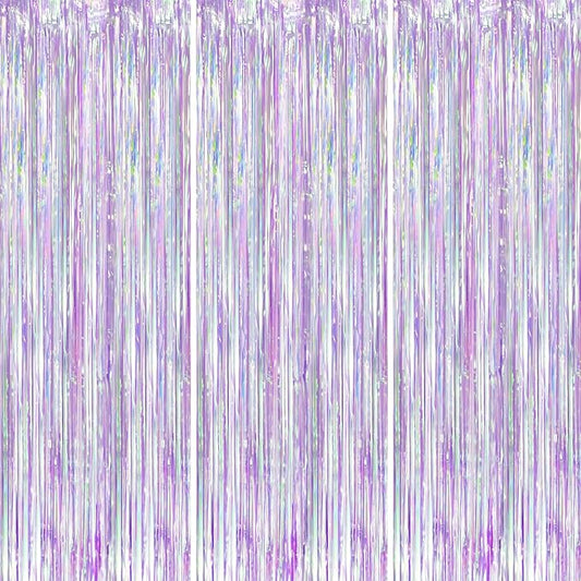 Voircoloria Iridescent Party Backdrop 3Packs, Transparent Tinsel Foil