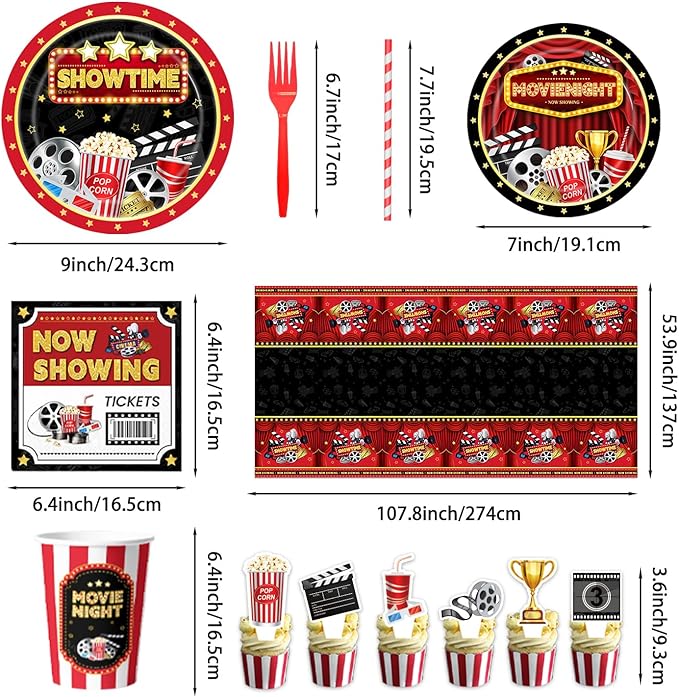 Movie Night Supplies 160PCS Movie Themed Party Decorations with Now