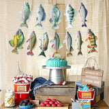 Hooqict Gone Fishing Hanging Banner Garland Fish Birthday Party