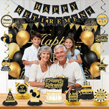 Retirement Party Decorations for Men Women Black Gold Happy Retirement