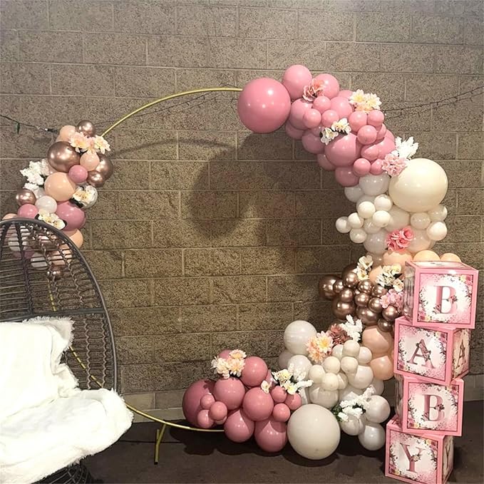 Dusty Pink and Rose Gold Balloons 12In Retro Blush Pink Beige White