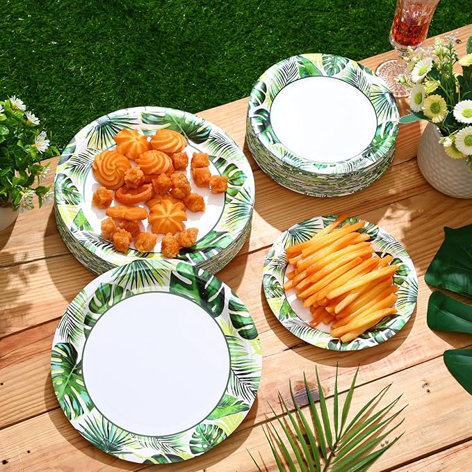 120 Pcs Summer Party Paper Plates Disposable
