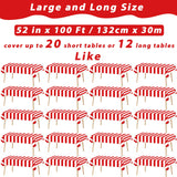 100Ft Long Tablecloth Roll Red and White Striped Tablecloth Carnival