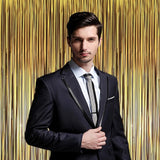 Voircoloria 3 Pack 3.3 x 8.2 ft Matte Dark Gold Foil Fringe Backdrop