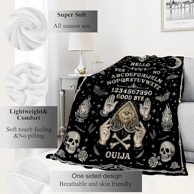 Ouija Board Blanket Halloween Holiday Decor Gothic Spirit Witch