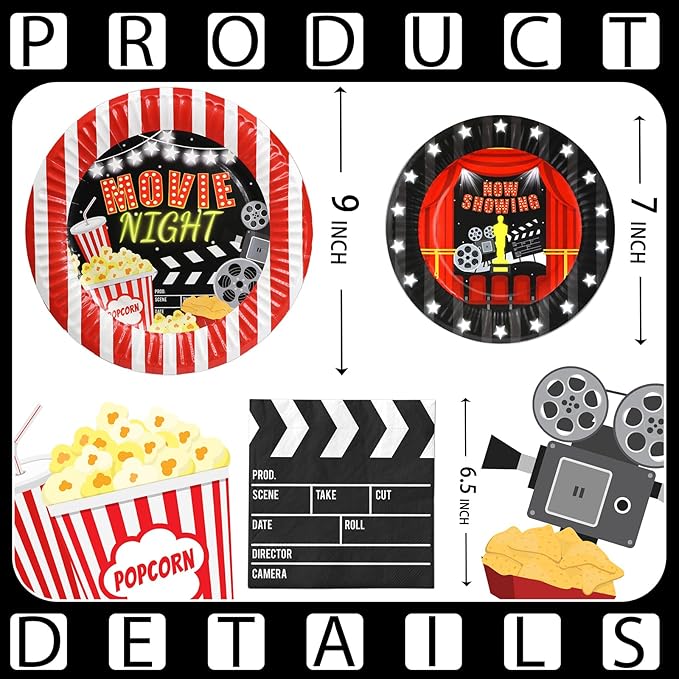 Movie Night Birthday Party Decorations Movie Night Party Napkins and