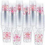 Geyoga 100 Pcs Western Cowgirl Plastic Cups 16 oz Pink Cowgirl