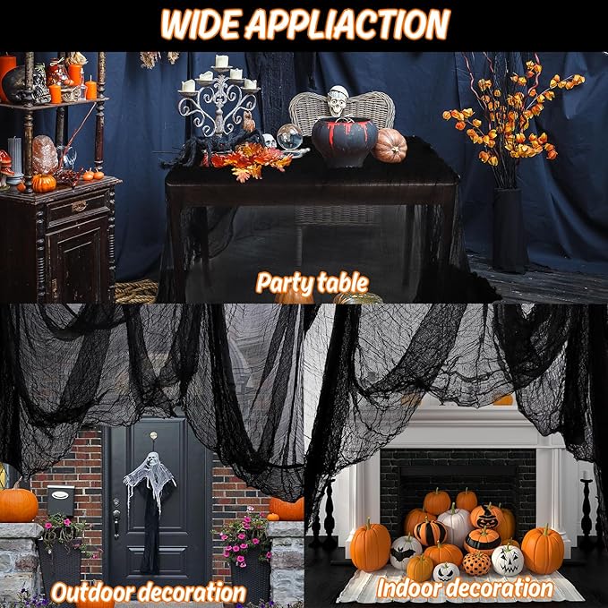 Halloween Black Creepy Cloth 500 x 87 inch Spooky Gauze Cloth