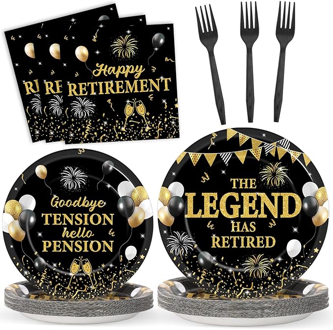 100PCS Happy Retirement Party Supplies The Legend Has Retired Paper