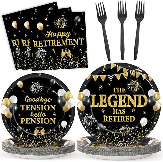 100PCS Happy Retirement Party Supplies The Legend Has Retired Paper