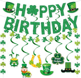 Happy Birthday Banner for St Patrick's Day Decorations Green St