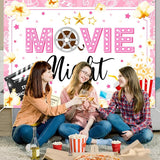 Movie Night Backdrop for Girls Pink Movie Theme