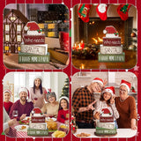 4 Pcs Christmas Table Decorations Wooden Red Santa Hat Christmas