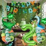 Dinosaur 2nd Birthday Party Decorations for Boys Girls Foil Green