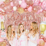 Ouddy Life Rose Gold Birthday Decorations for Women Girls Happy