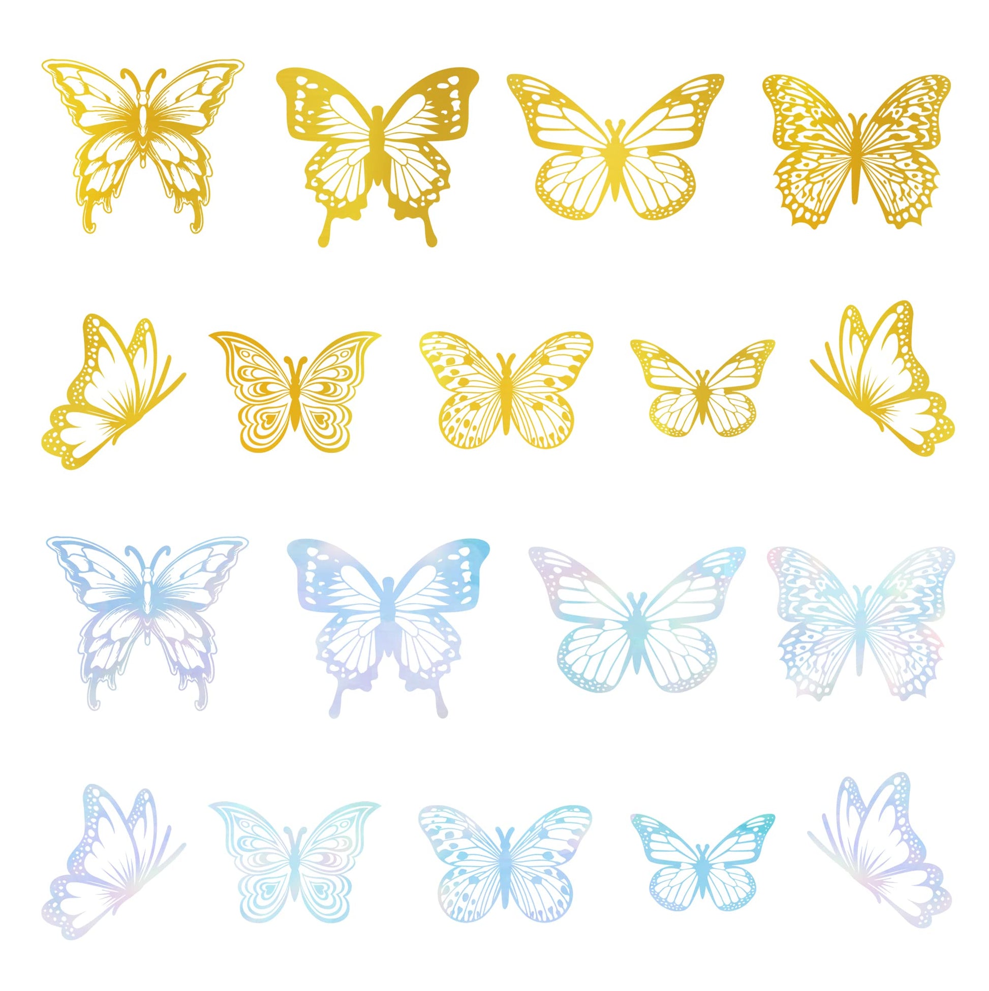 Ercadio 3d 36 Pack Butterfly Cake Toppers Gold and Laser Silver Pvc