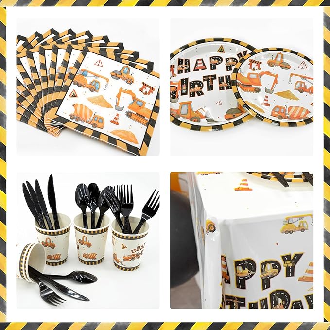 Construction Birthday Party Supplies 251 PCS Construction Birthday